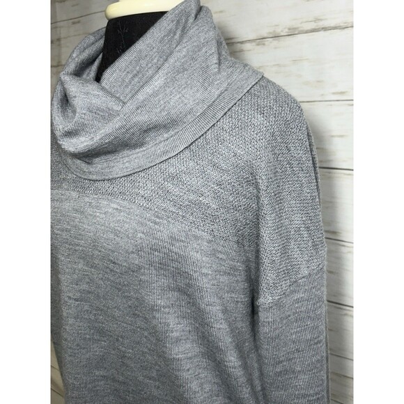 Adrienne Vittadini MEDIUM Gray 100% Extra Fine Merino Wool COWL Collar Sweater - Picture 7 of 16